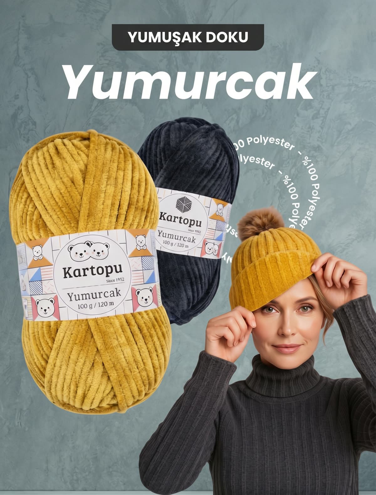 Kadife örgü ipi yumak — Velluto ve Yumurcak, Darıca Narin Tuhafiye